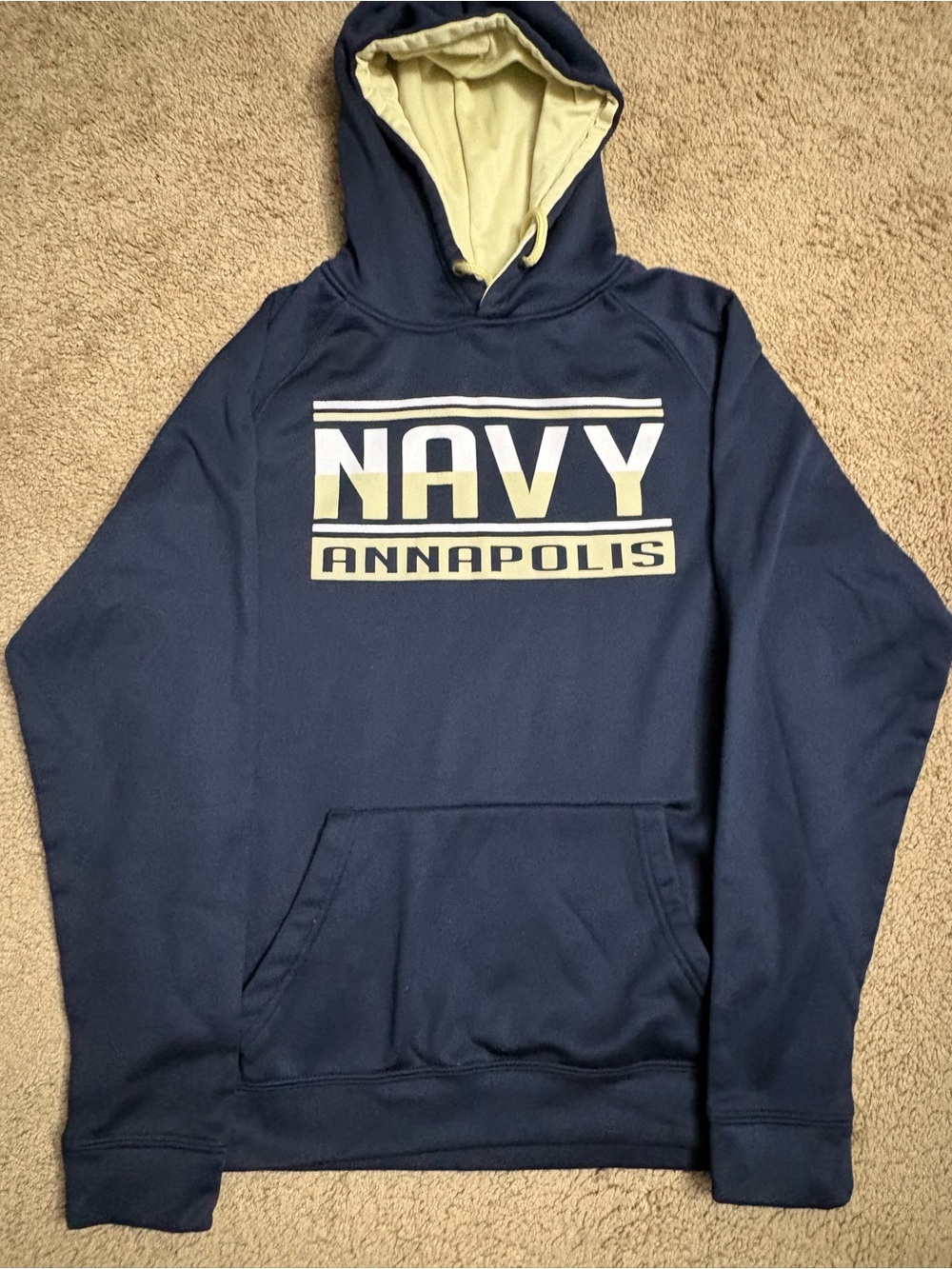 Colosseum Navy Hooded Sweatshirt with Light Yellow Lining